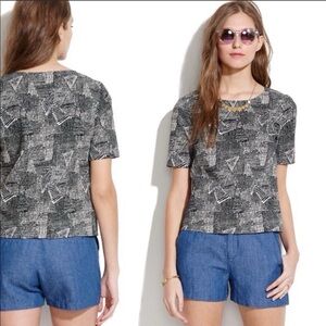 Madewell Black and White Geometric Patterned Short Sleeve Top Women’s Size XA